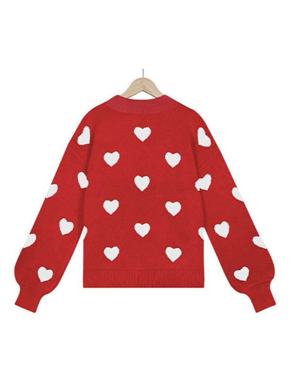Valentine's Heart Knitwear Large Size Loose Sweater kakaclo