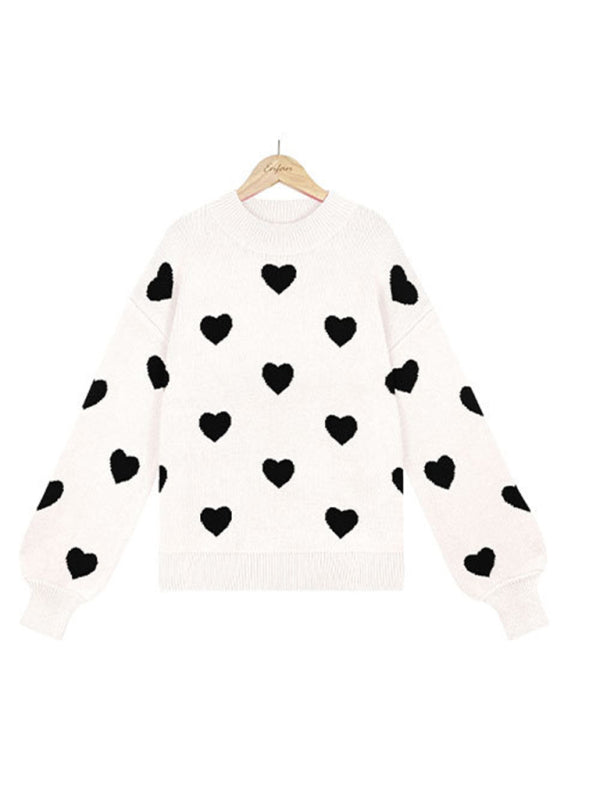 Valentine's Heart Knitwear Large Size Loose Sweater kakaclo