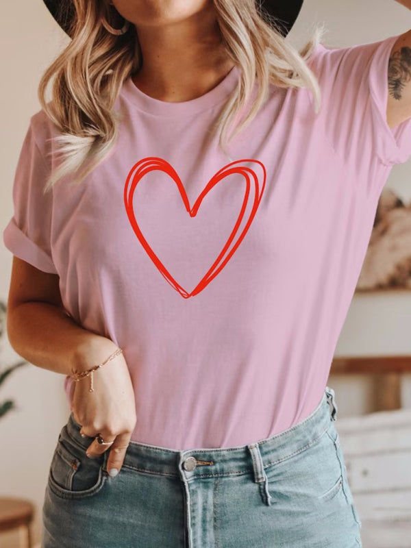 Blue Zone Planet | Round neck cotton printed short-sleeved t-shirt top women love kakaclo