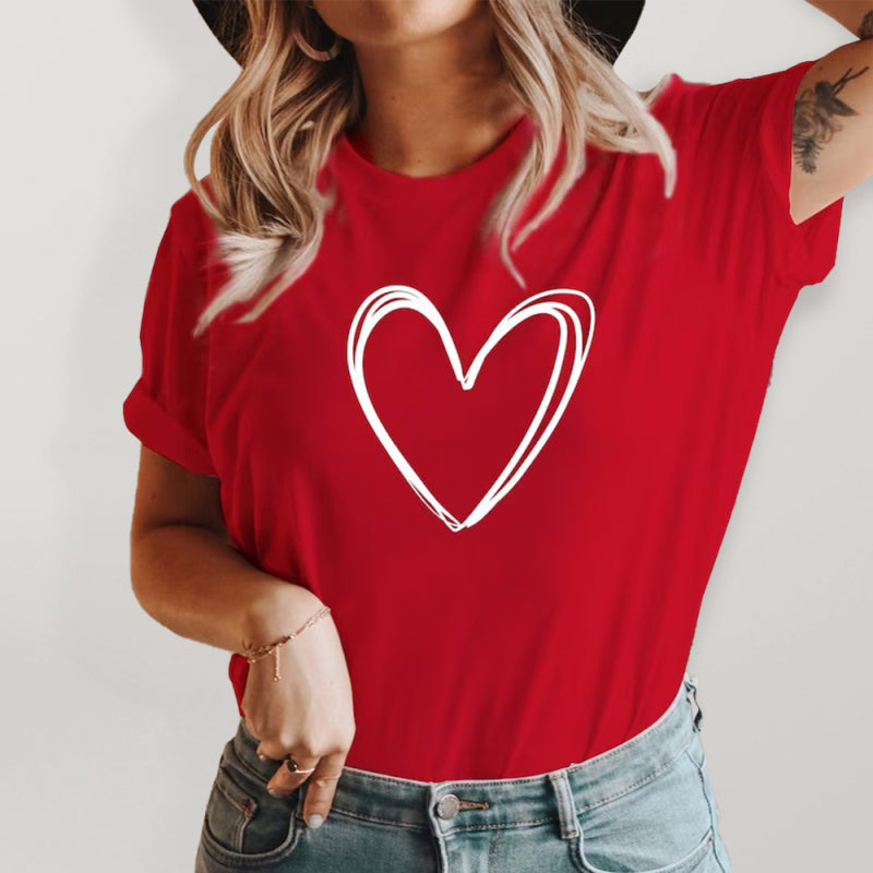 Blue Zone Planet | Round neck cotton printed short-sleeved t-shirt top women love kakaclo