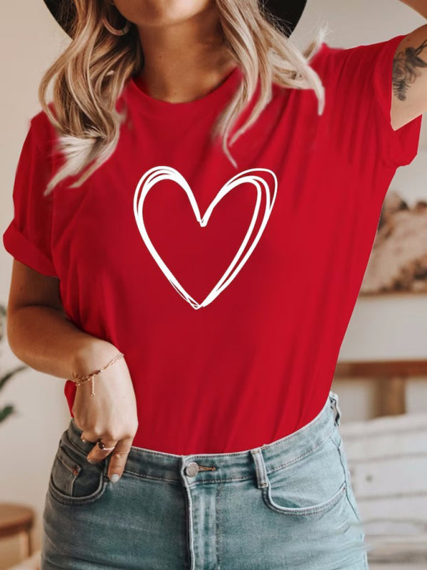 Blue Zone Planet | Round neck cotton printed short-sleeved t-shirt top women love kakaclo