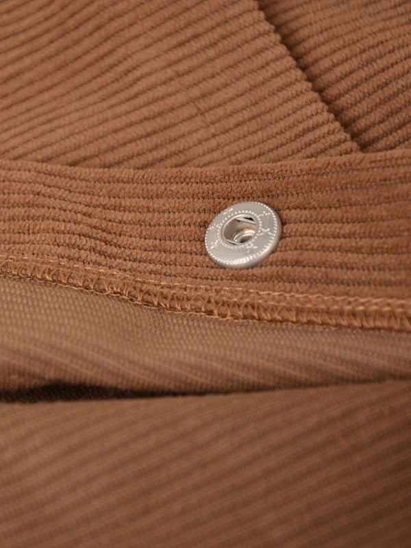 Corduroy Skirt Single Breasted High Waisted Skirt kakaclo