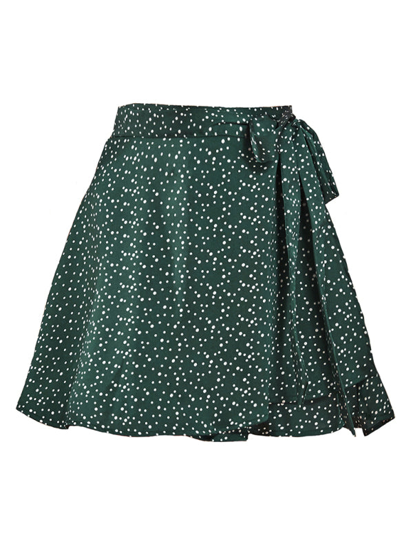 Solid Color Skirt High Waist Fashion One Piece Tie Skirt Chiffon Satin Wrap Skirt BLUE ZONE PLANET