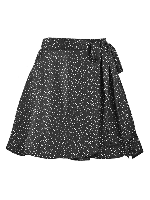 Solid Color Skirt High Waist Fashion One Piece Tie Skirt Chiffon Satin Wrap Skirt BLUE ZONE PLANET
