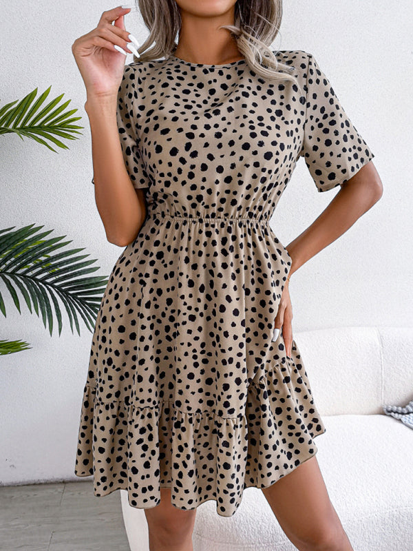 Blue Zone Planet | New casual polka dot waist ruffled dress kakaclo