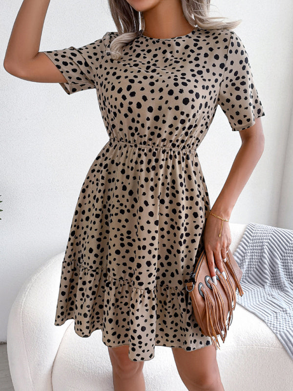 Blue Zone Planet | New casual polka dot waist ruffled dress kakaclo