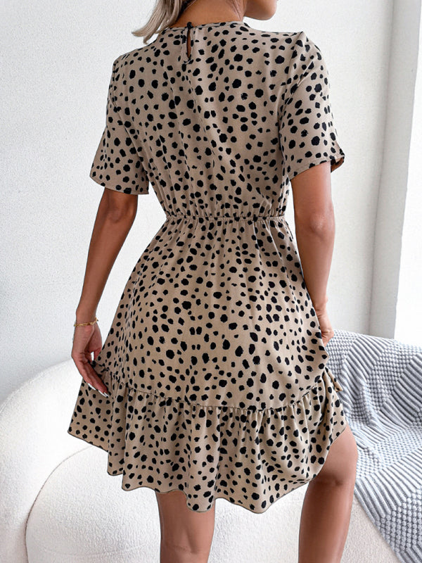 Blue Zone Planet | New casual polka dot waist ruffled dress kakaclo