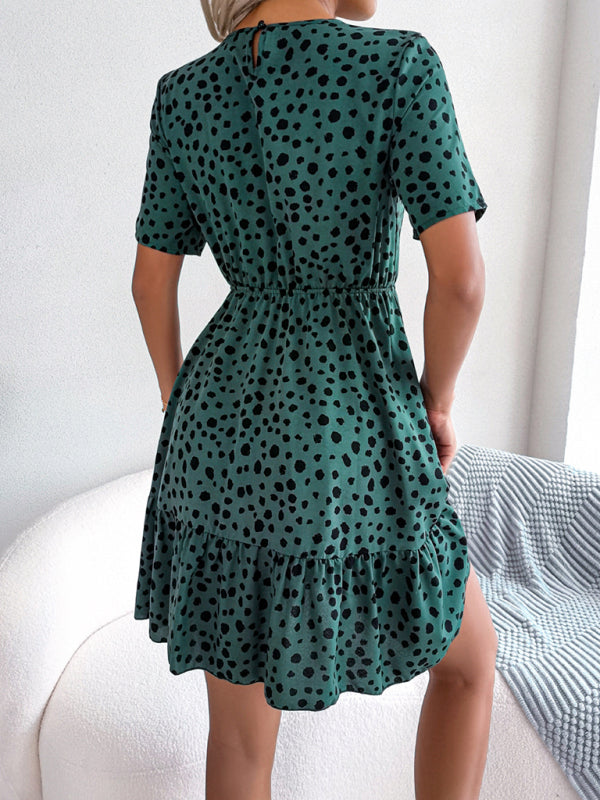 Blue Zone Planet | New casual polka dot waist ruffled dress kakaclo