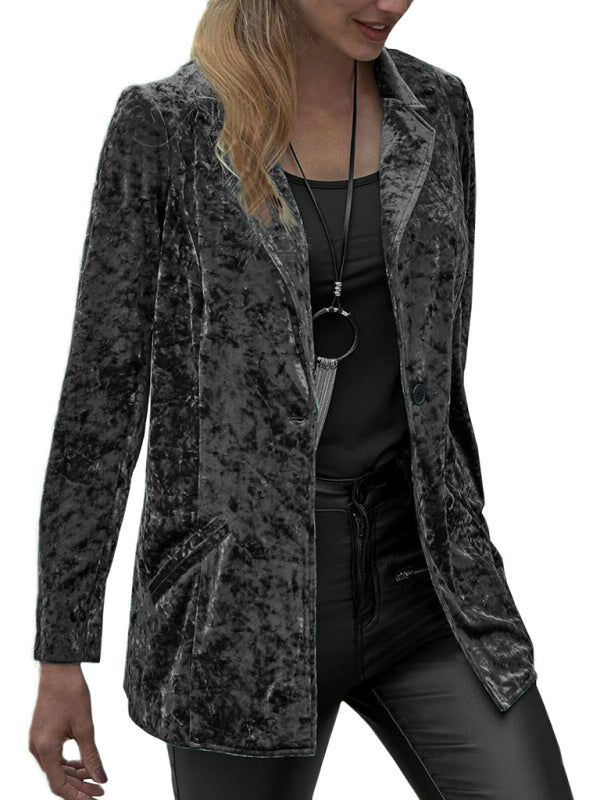 Women's gold velvet long-sleeved suit BLUE ZONE PLANET