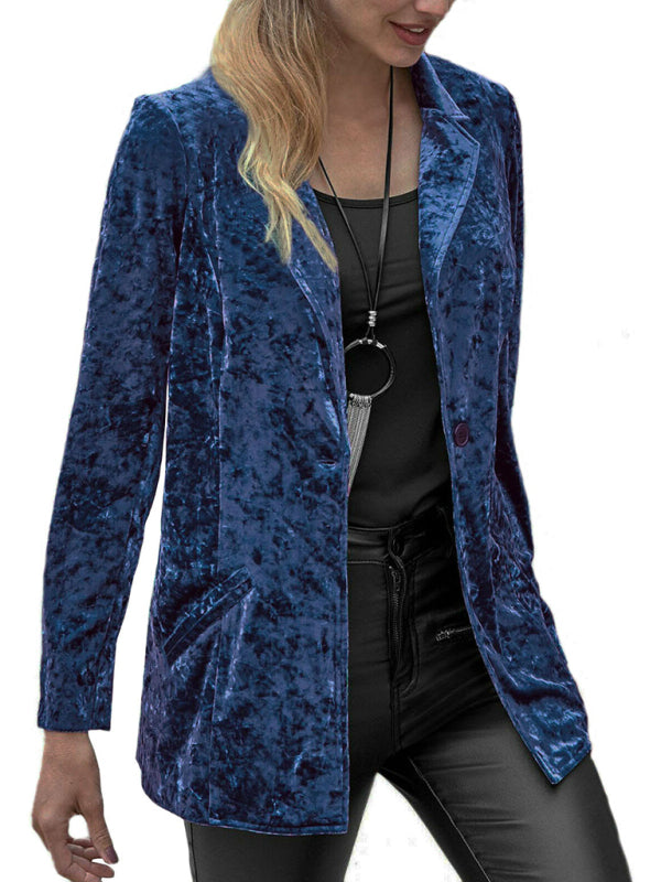 Women's gold velvet long-sleeved suit BLUE ZONE PLANET