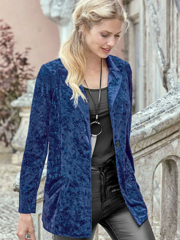 Women's gold velvet long-sleeved suit BLUE ZONE PLANET