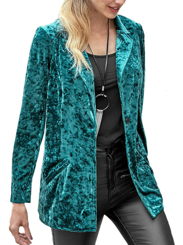 Women's gold velvet long-sleeved suit BLUE ZONE PLANET