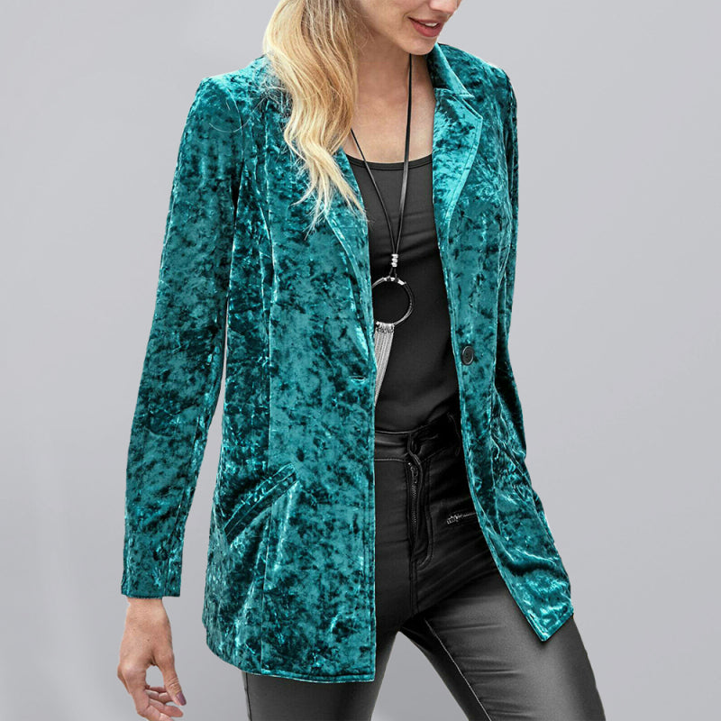 Women's gold velvet long-sleeved suit BLUE ZONE PLANET