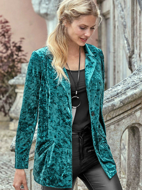 Women's gold velvet long-sleeved suit BLUE ZONE PLANET