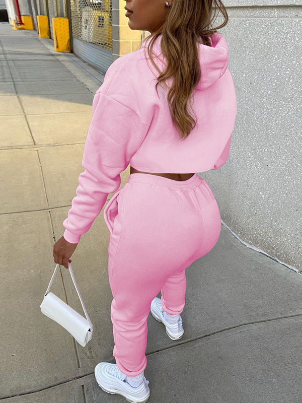 Blue Zone Planet | Drawstring Solid Color Hoodie Long Sleeve Drawstring Trousers Vest Three-Piece Suit BLUE ZONE PLANET