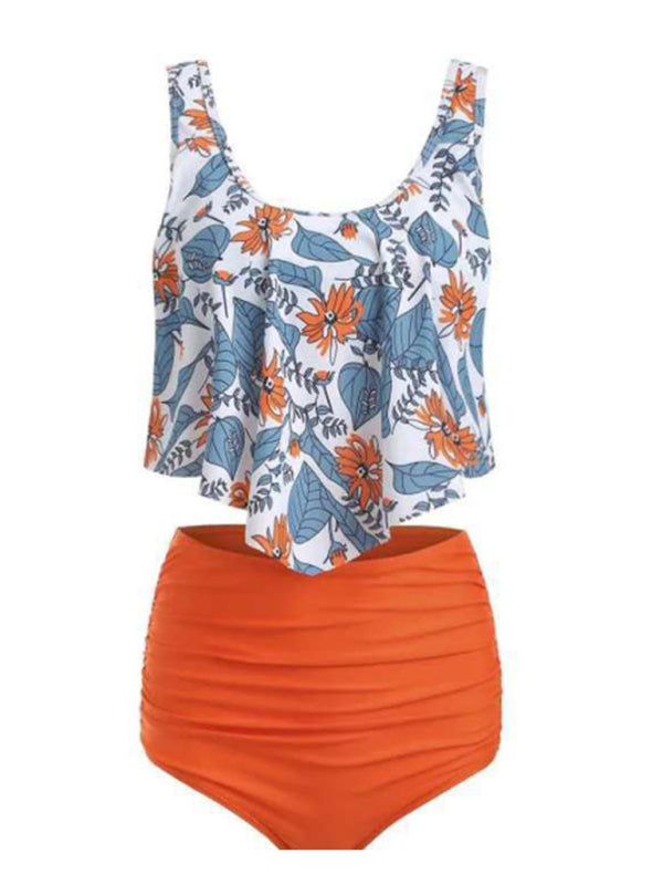 Blue Zone Planet |  Sexy Print High Waist Bikini Ruffle Swimsuit BLUE ZONE PLANET