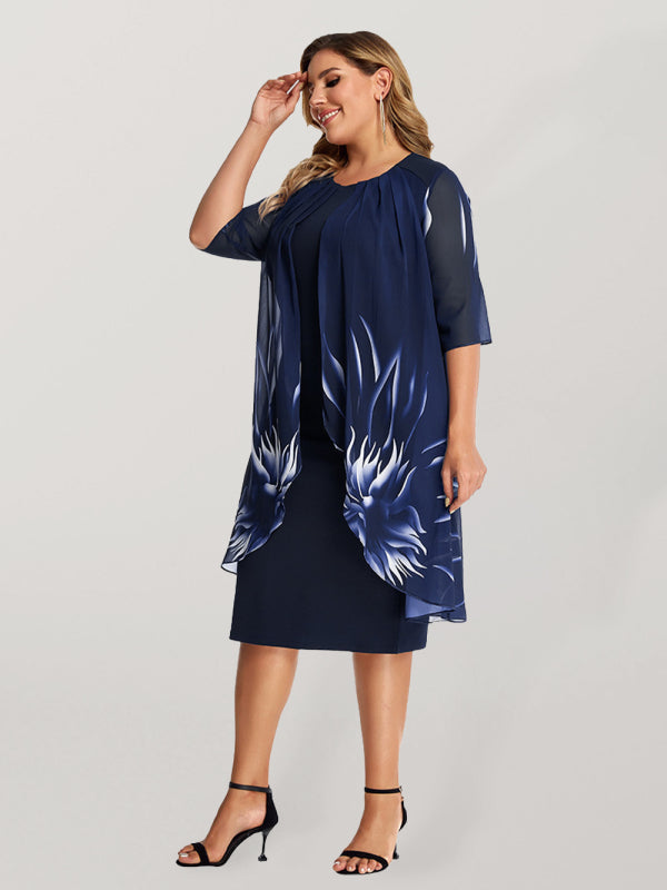 Plus size elegant knitted lace cape dress kakaclo