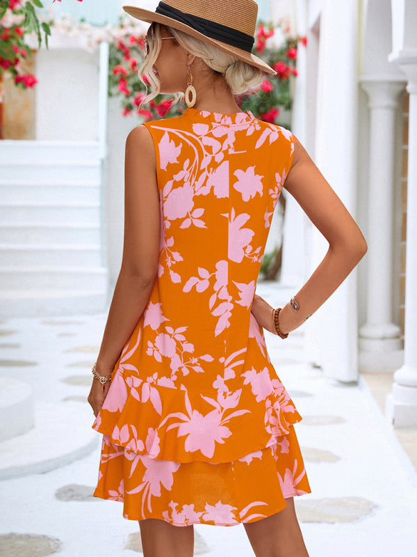 Vacation Sleeveless Strappy Ruffle Dress BLUE ZONE PLANET