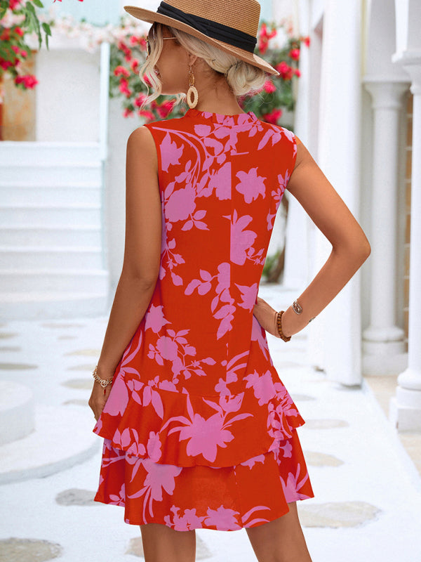 Vacation Sleeveless Strappy Ruffle Dress BLUE ZONE PLANET