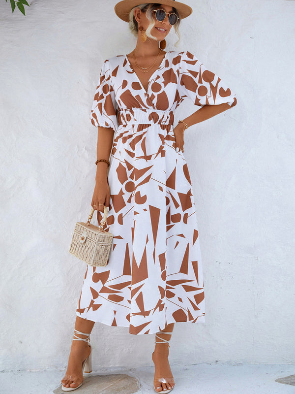 Blue Zone Planet | holiday V-neck puff sleeve dress BLUE ZONE PLANET