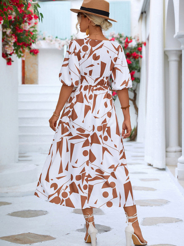 Blue Zone Planet | holiday V-neck puff sleeve dress BLUE ZONE PLANET