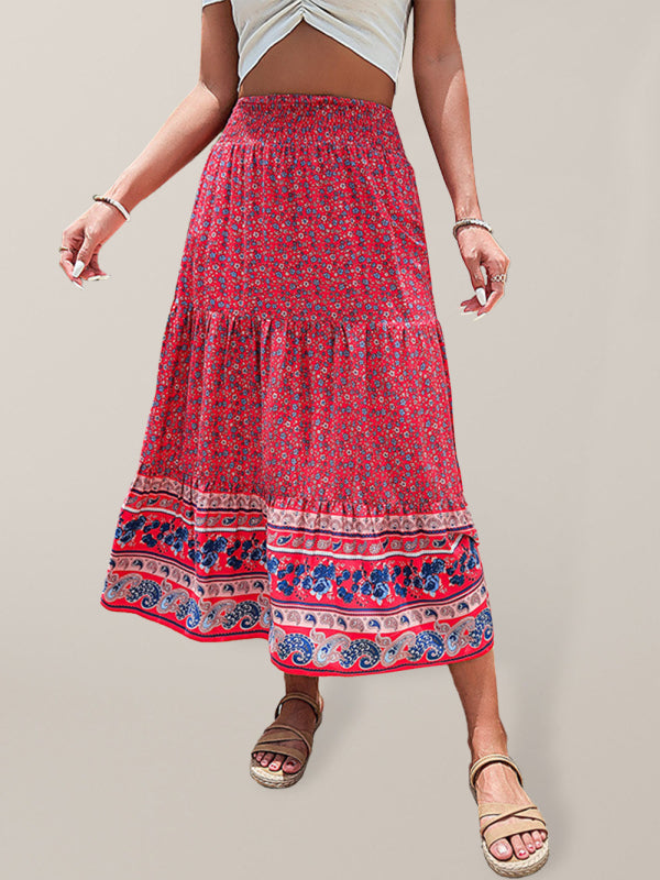 Blue Zone Planet | Woven Paisley Boho Resort Maxi Skirt BLUE ZONE PLANET