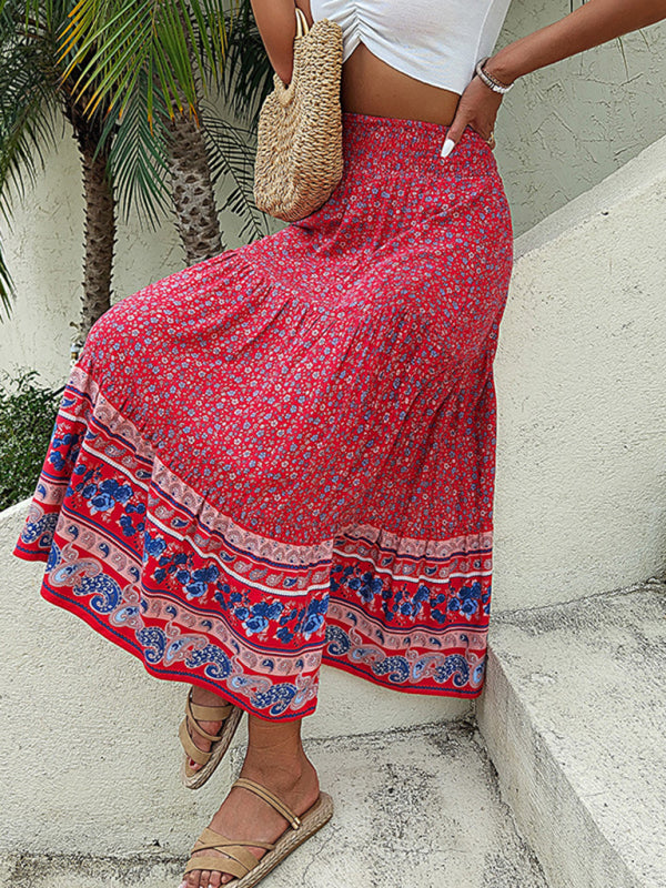 Blue Zone Planet | Woven Paisley Boho Resort Maxi Skirt BLUE ZONE PLANET