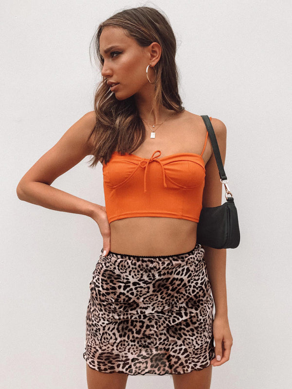 Blue Zone Planet | Printed mesh skirt high waist double layer slim wrap hip skirt kakaclo