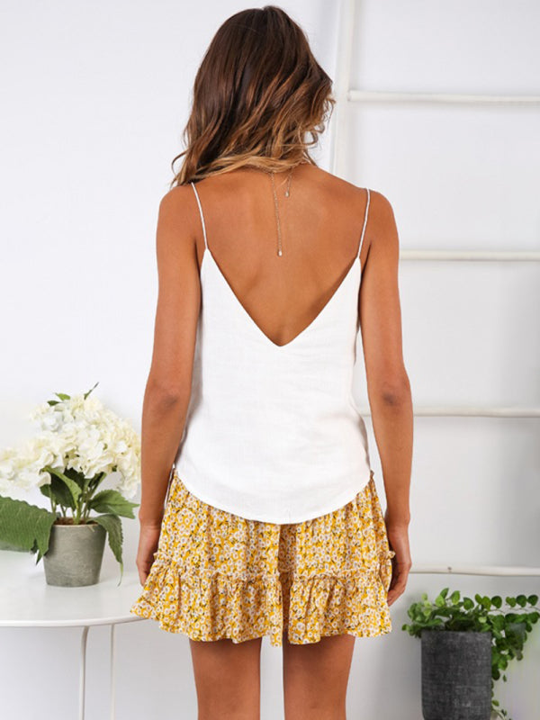 Blue Zone Planet |  Ladies High Waist Ruffled Floral Printed A-Line Skirt kakaclo