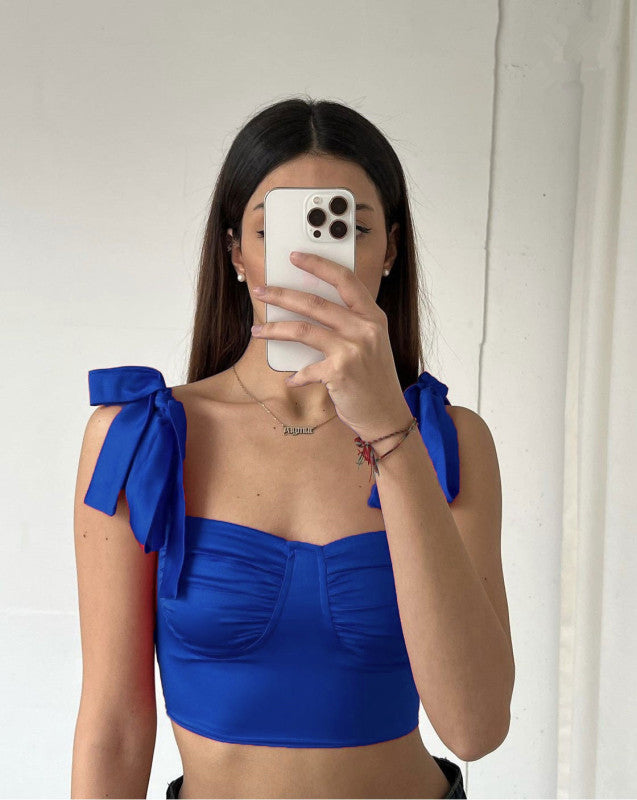 Cathy's Pleated low-cut strappy slim camisole with pleated neckline BLUE ZONE PLANET