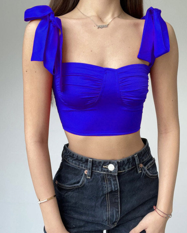 Cathy's Pleated low-cut strappy slim camisole with pleated neckline BLUE ZONE PLANET