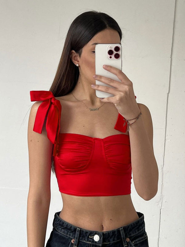Cathy's Pleated low-cut strappy slim camisole with pleated neckline BLUE ZONE PLANET