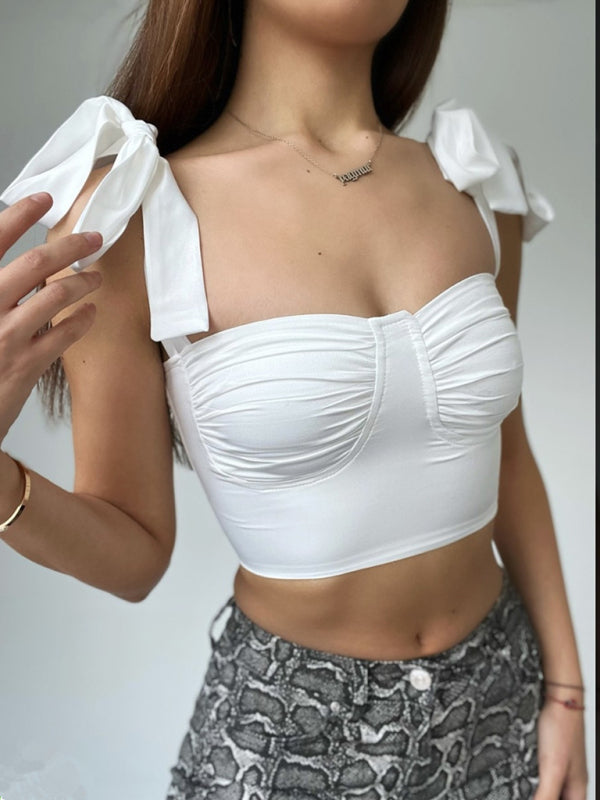 Cathy's Pleated low-cut strappy slim camisole with pleated neckline BLUE ZONE PLANET