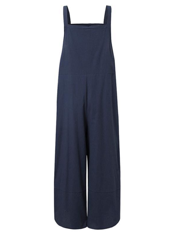 Solid color button up spaghetti strap jumpsuit kakaclo