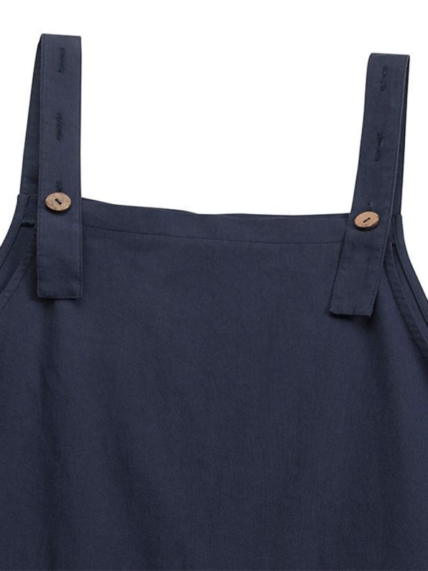 Solid color button up spaghetti strap jumpsuit kakaclo