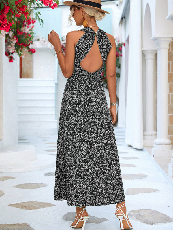 vacation elegant V-neck halter dress long dress kakaclo