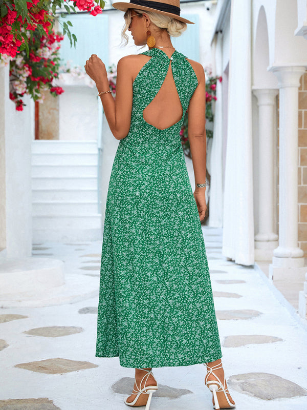 vacation elegant V-neck halter dress long dress kakaclo