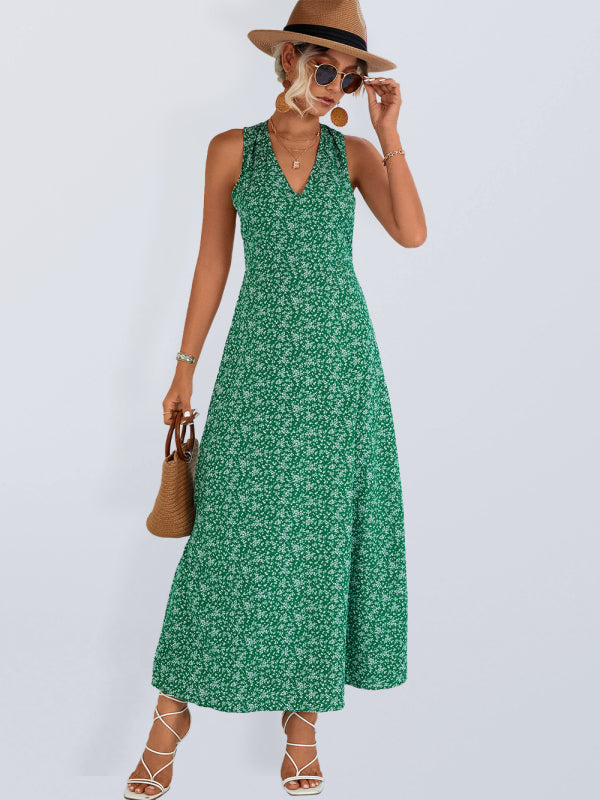vacation elegant V-neck halter dress long dress kakaclo