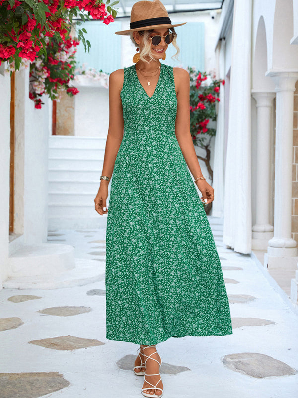 vacation elegant V-neck halter dress long dress kakaclo