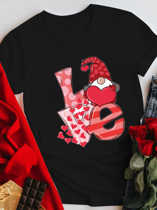 Blue Zone Planet | Mother's Day Valentine's Day plus size couple love LOVE romantic print short-sleeved T-shirt kakaclo