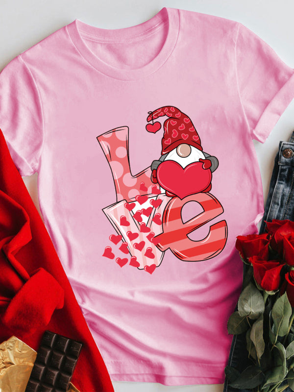 Blue Zone Planet | Mother's Day Valentine's Day plus size couple love LOVE romantic print short-sleeved T-shirt kakaclo