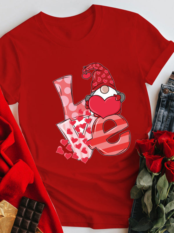 Blue Zone Planet | Mother's Day Valentine's Day plus size couple love LOVE romantic print short-sleeved T-shirt kakaclo