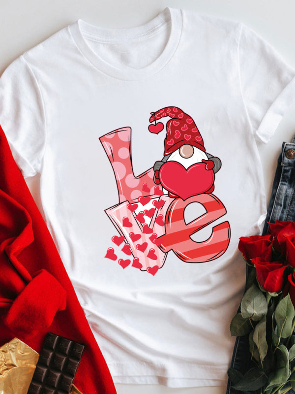 Blue Zone Planet | Mother's Day Valentine's Day plus size couple love LOVE romantic print short-sleeved T-shirt kakaclo