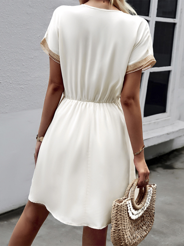Short Sleeve Lace Panel Dress BLUE ZONE PLANET