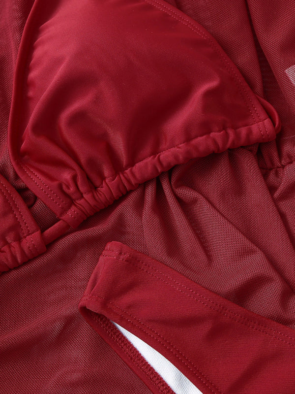 Blue Zone Planet |  Solid Color Lace Up High Waist Bikini Three-Piece Set BLUE ZONE PLANET