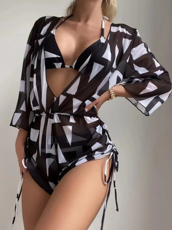 Kennedy's Tropical High Waist Tie Bikini Set Blue Zone Planet