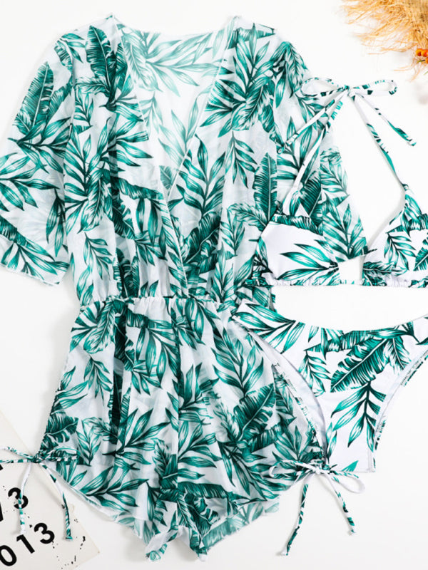 Kennedy's Tropical High Waist Tie Bikini Set Blue Zone Planet