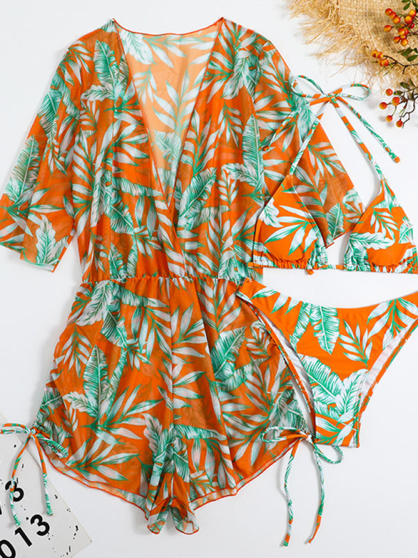 Kennedy's Tropical High Waist Tie Bikini Set Blue Zone Planet
