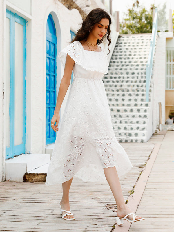 Blue Zone Planet | Women's Solid Color Lace Off Shoulder Long Dress kakaclo