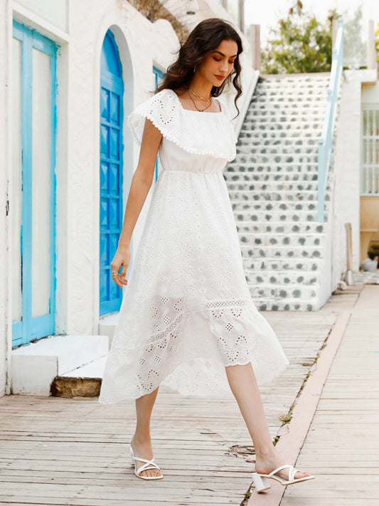 Blue Zone Planet |  Women's Solid Color Lace Off Shoulder Long Dress kakaclo
